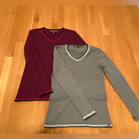 Title Nine Two V Neck Striped Tops / 1 Maroon / 2 Blue / Womens Size XS - Picture 3 of 16